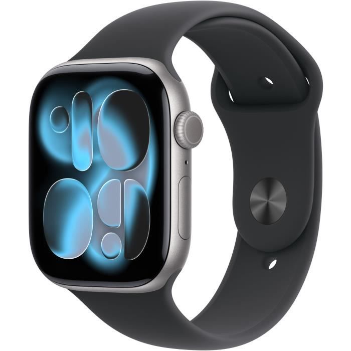 Apple Watch Series 11 GPS + Cellular - 46mm - Boîtier Space Grey Aluminium - Bracelet Black Sport Band - M/L