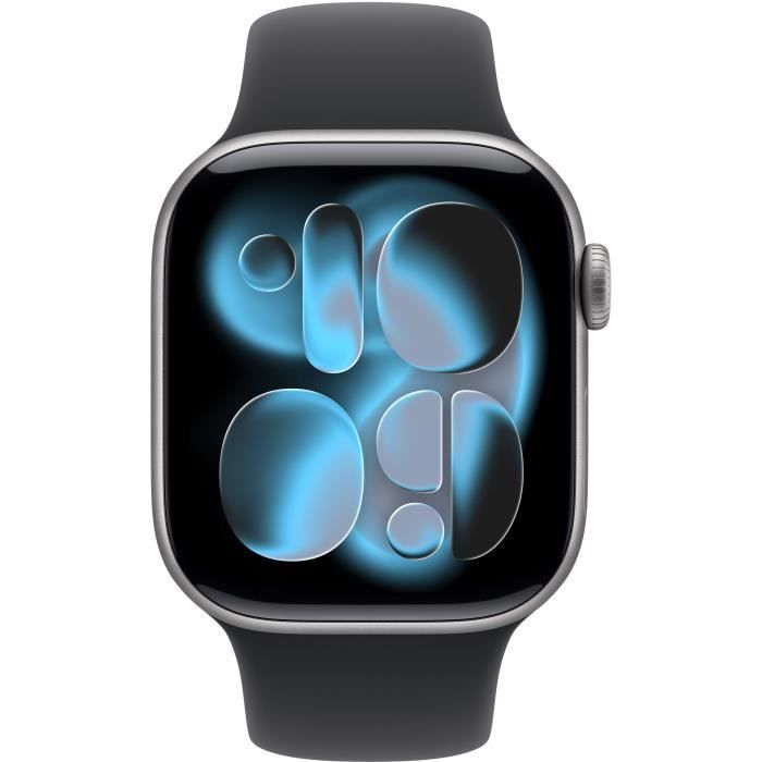 Image secondaire de Apple Watch Series 11 GPS 42mm - Boîtier Aluminium Space Grey avec Bracelet Sport Noir