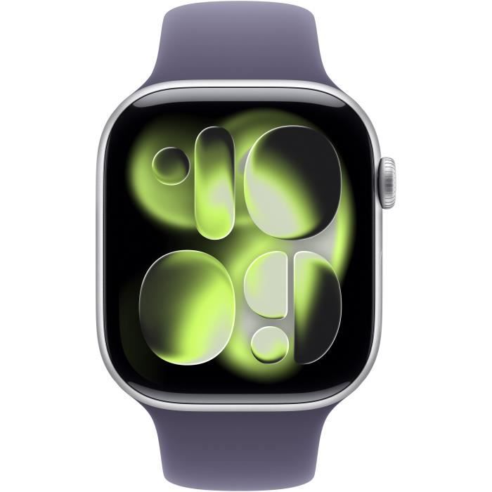 Image secondaire de Apple Watch Series 11 GPS - 46mm - Boîtier Silver Aluminium - Bracelet Purple Fog Sport Band - M/L