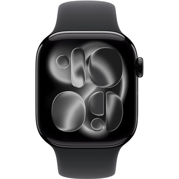 Image secondaire de Apple Watch Series 11 GPS + Cellular - 42mm - Boîtier Jet Black Aluminium - Bracelet Black Sport Band - M/L
