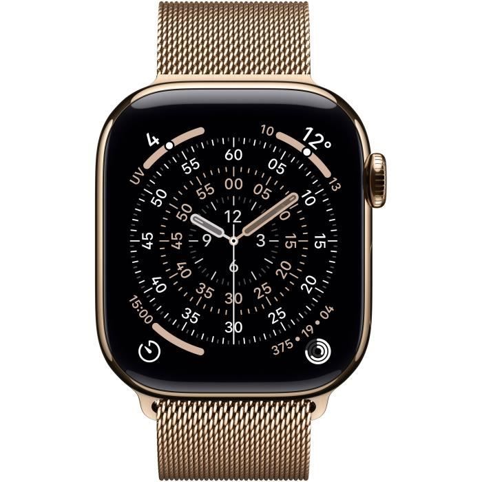 Image secondaire de Apple Watch Series 11 GPS + Cellular 42mm - Boîtier en Titane Doré avec Bracelet Milanese Doré