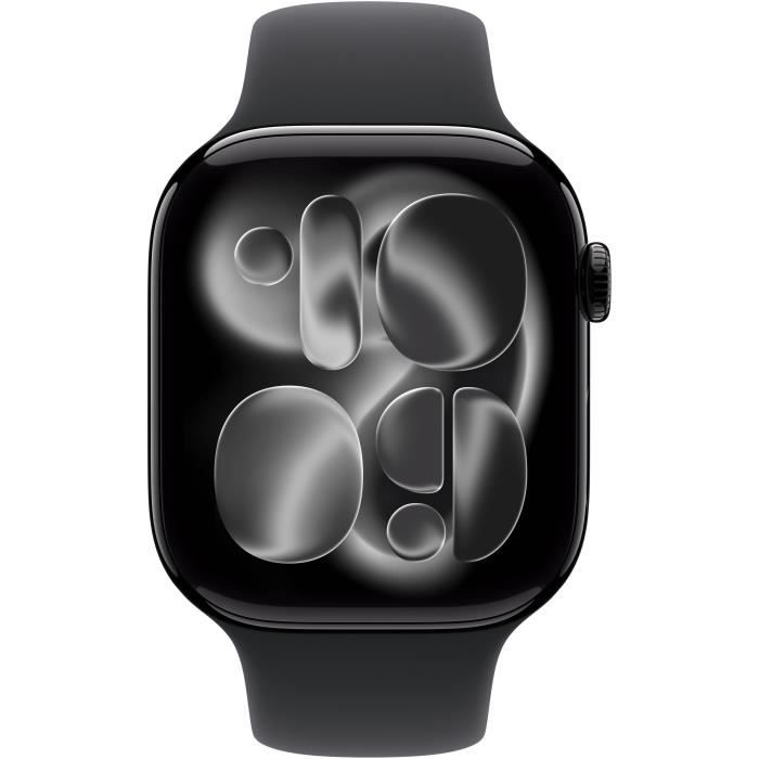 Image secondaire de Apple Watch Series 11 GPS + Cellular - 46mm - Boîtier Jet Black Aluminium - Bracelet Black Sport Band - S/M