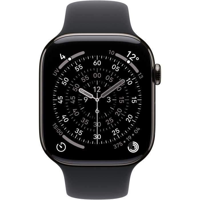 Image secondaire de Apple Watch Series 11 GPS + Cellular - 46mm - Boîtier Slate Titanium - Bracelet Black Sport Band - M/L