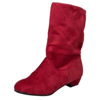 BOTTE Femmes carrée en daim bout rond talon moyen Tube P BOTTE Femmes carrée en daim bout rond talon moyen Tube P