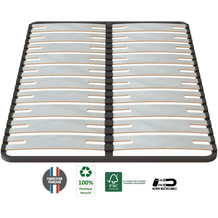 sedac sommier optisize 140 x 190 - cadre à lattes extra large 141mm