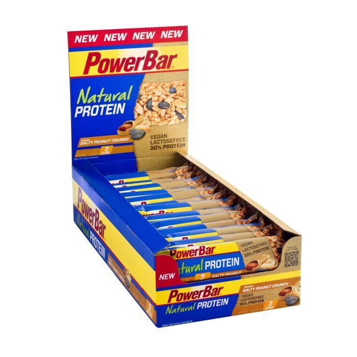POWERBAR Lot de 24 barres de céréales Natural Protein - Cacahouète croquante salée - 40 g