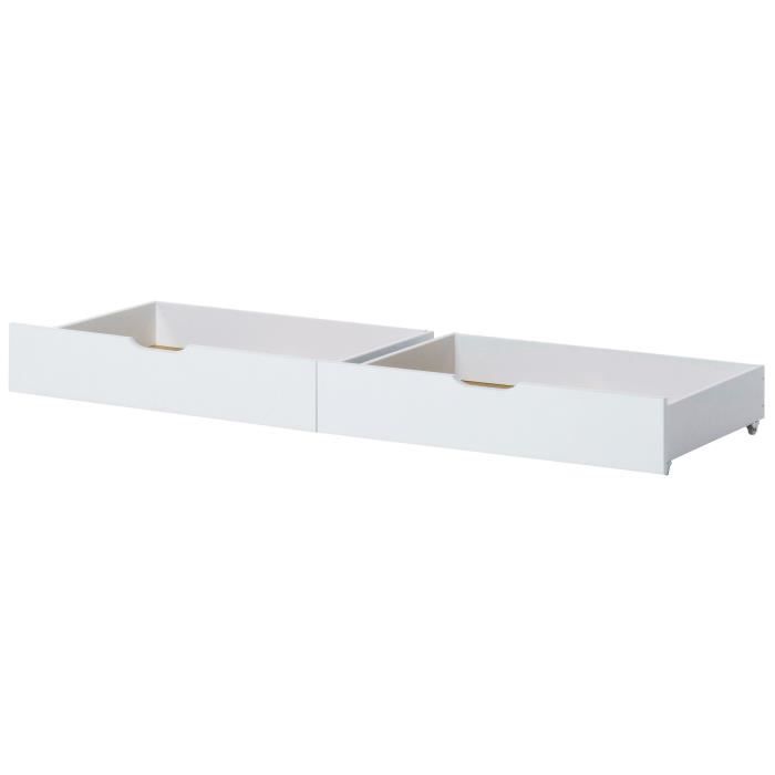 HOPPEKIDS Jeu de tiroirs de lit contemporain en bois pin massif et MDF blanc - L 182 cm