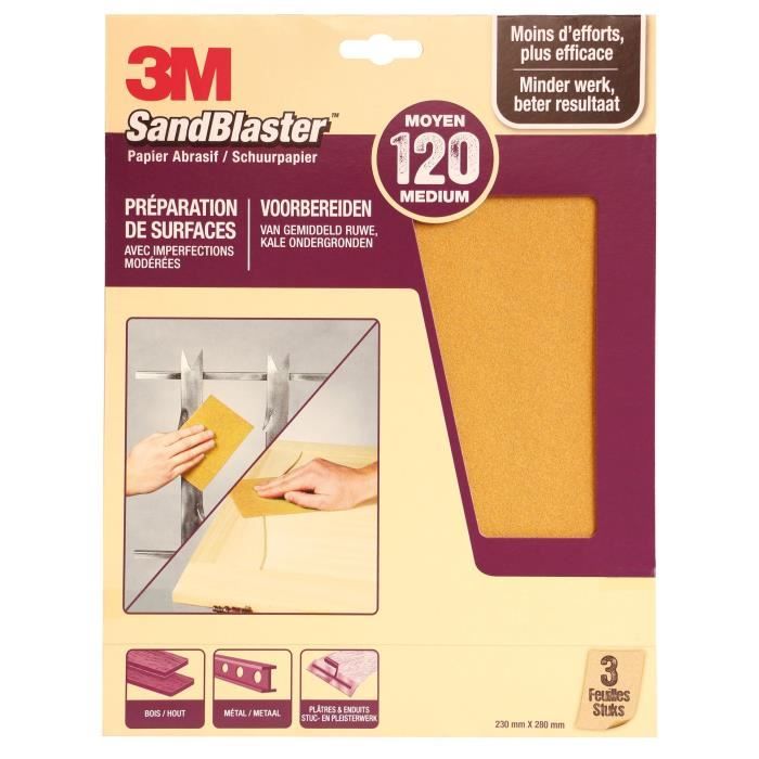 3M SANDBLASTER Papier abrasif 230 x 280 mm Grain 120