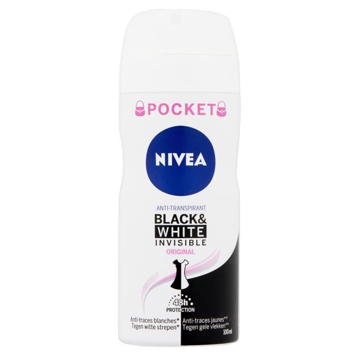 NIVEA Atomiseur Pocket Invisible For Black & White Original - Pour femme - 100 ml