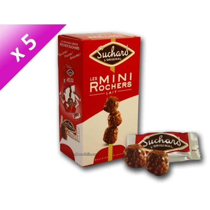CARAMBAR Mini rochers chocolat au lait Suchard, éclats de noisettes fourrés au praliné noisettes - 5 x 192 g