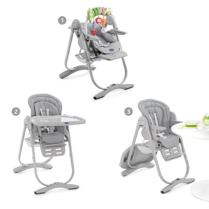 CHICCO Chaise haute évolutive POLLY MAGIC Light grey