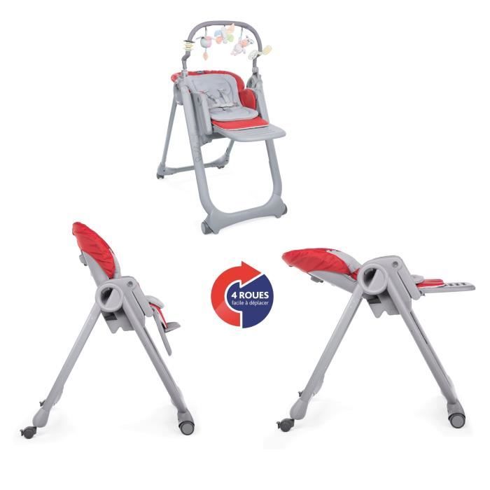 CHICCO Chaise Haute Polly Magic Relax 4 Roues scarlet