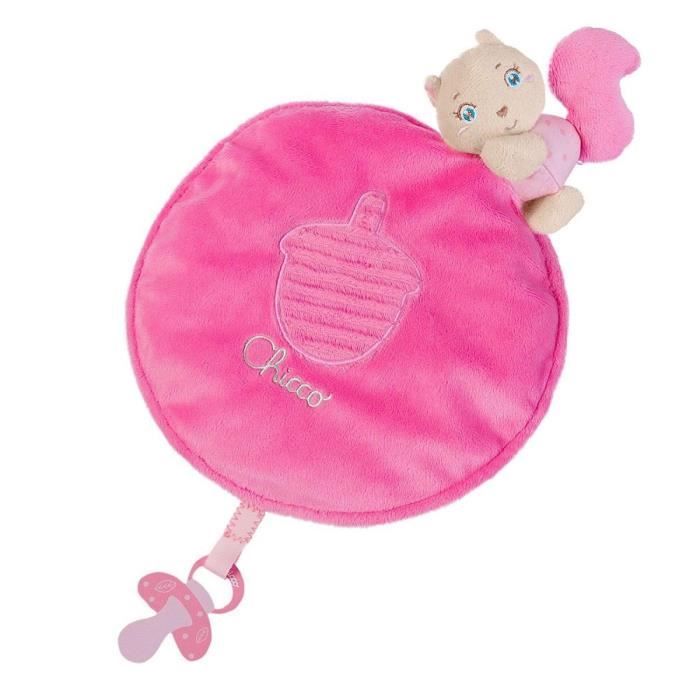 CHICCO Doudou Attache Sucette Ecureuil Rose
