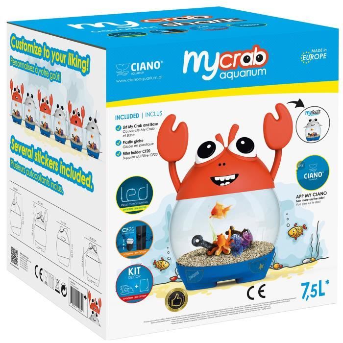 CIANO Aquarium ludique MyCrab - 7,5 L - Pour poisson