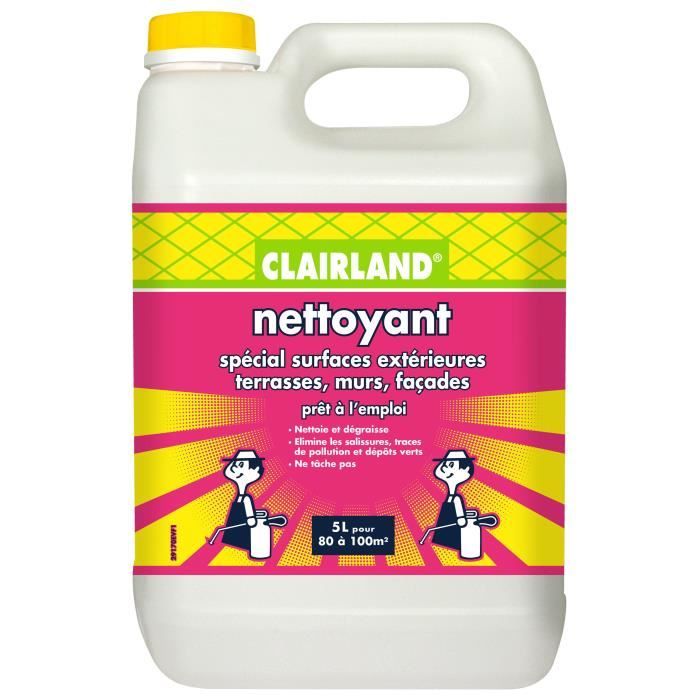 CLAIRLAND Nettoyant spécial surfaces extérieures terrasses, murs et façades - Solution prête à l'emploi pour pulvérisateur - 5 L