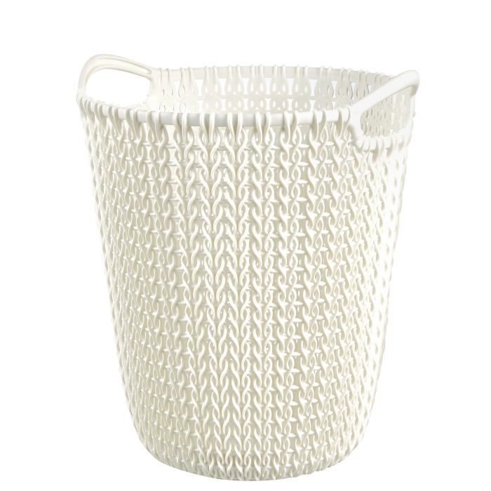 CURVER Corbeille de rangement 7 L - Aspect tricot - Blanc cassé