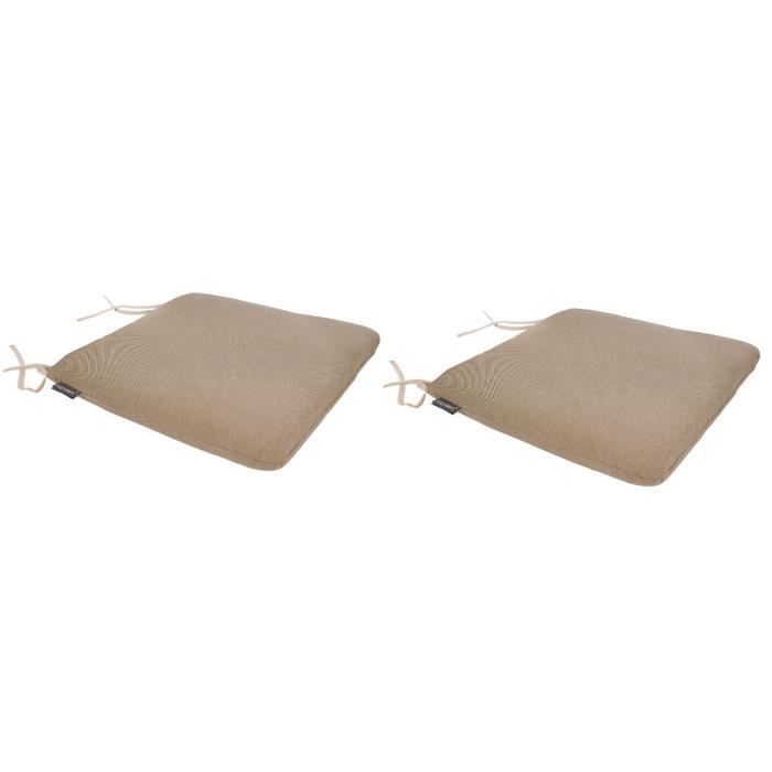 EZPELETA Lot de 2 Coussins de chaise spécial Outdoor Green - 40 x 40 cm - Beige
