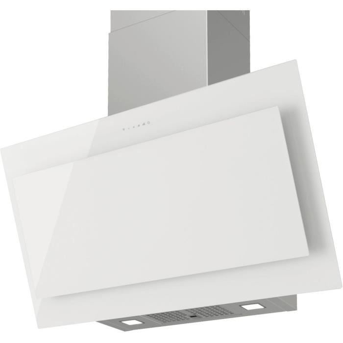 FRECAN AIR - V-GLASS White - Hotte Inclinée -Evacuation ou recyclage - Moteur 700m3-h - 48dB mini - 3 vitesses - 90cm - Verre blanc