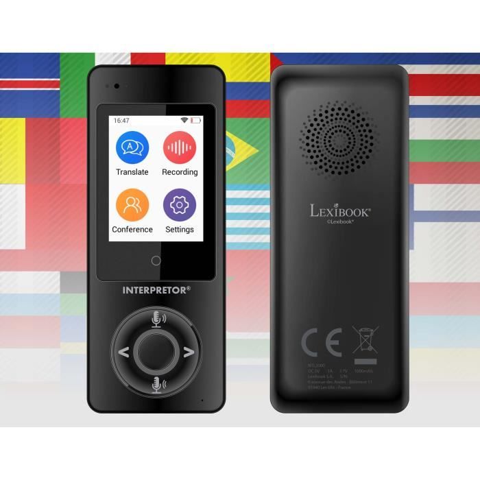 LEXIBOOK - Interpretor® - Traducteur vocal basé sur l'intelligence artificielle (45 langues)