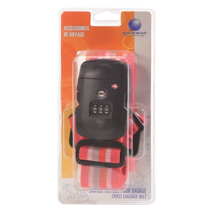 SAVEBAG Sangle à bagage avec serrure 3 chiffres TSA - Noir