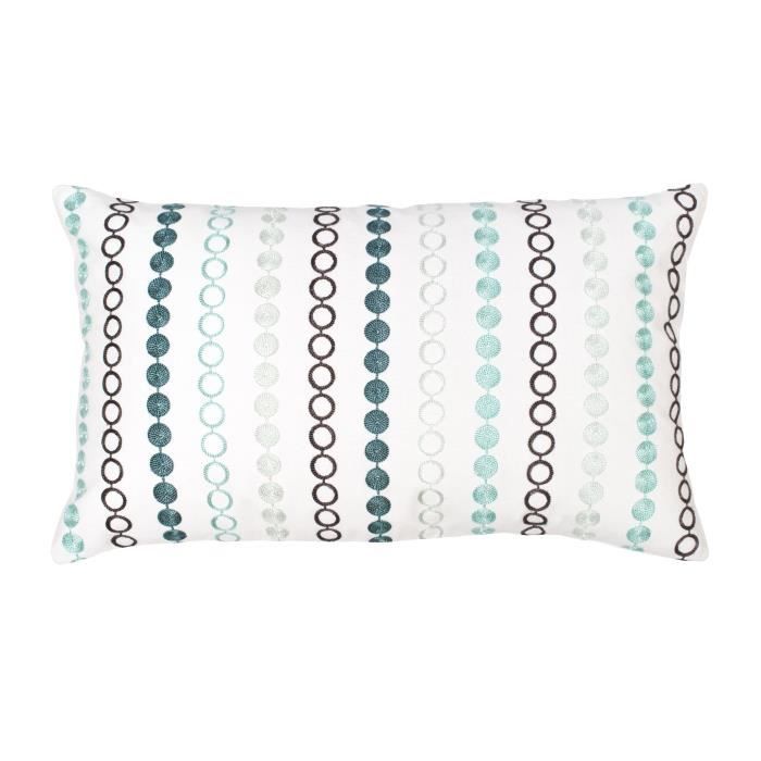 Coussin Stello - Coton brodé viscose - 30 x 50 cm - Vert