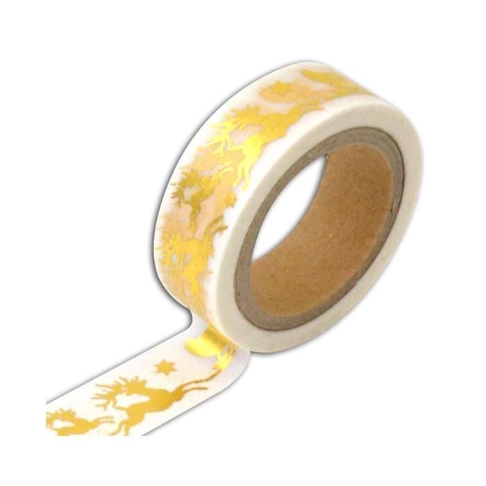 Masking tape blanc avec traineau doré - 10 m