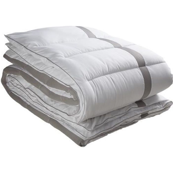 bultex couette eté 3d 240x260 cm blanc et gris - achat / vente