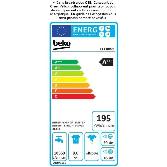  LLF08S2 - Lave linge frontal - 8 kg - 1200 tours3