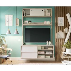 FINLANDEK Meuble TV HANNAH scandinave couleurs chêne et blanc - L 110 cm FINLANDEK Meuble TV HANNAH scandinave couleurs chêne et blanc - L 110 cm