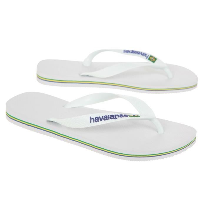 HAVAIANAS Tongs logo Brésil - Homme - Blanc