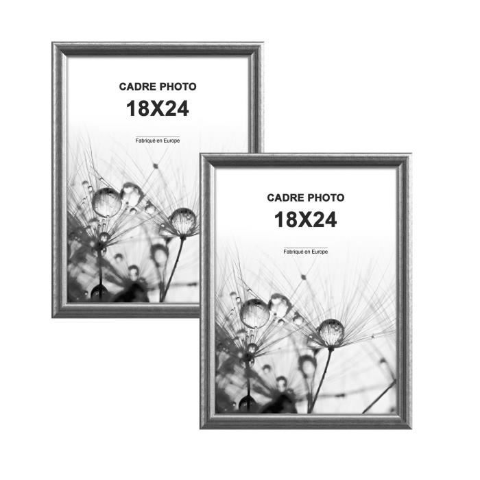 MODENA Lot de 2 cadres photos 18x24 cm Argent s...
