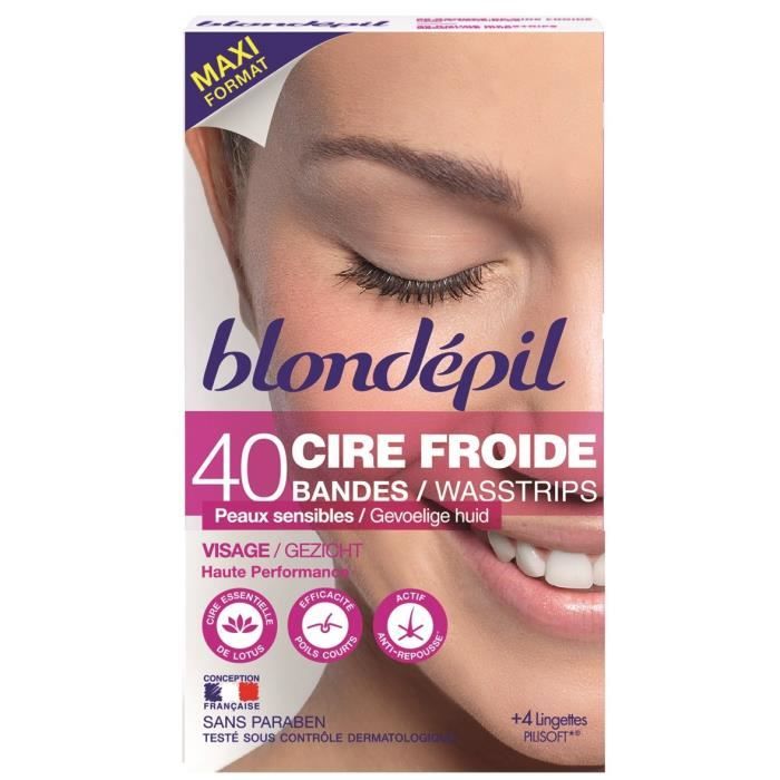BLONDEPIL 40 bandes de cire froide Haute Performance - Pour visage