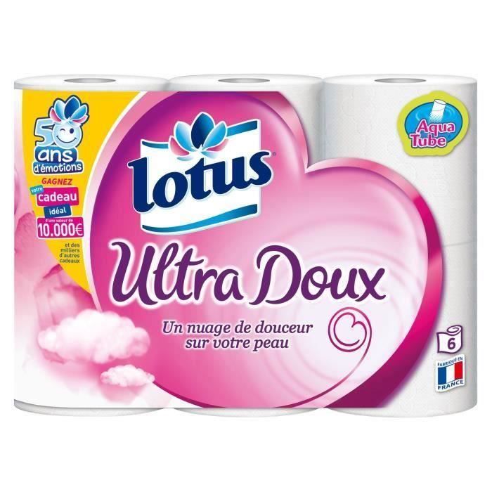 LOTUS Papiers hygiéniques Ultra Doux - 6 rouleaux - Lot de 3
