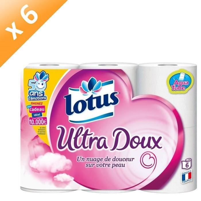 LOTUS Papiers hygiéniques Ultra Doux - 6 rouleaux - Lot de 6
