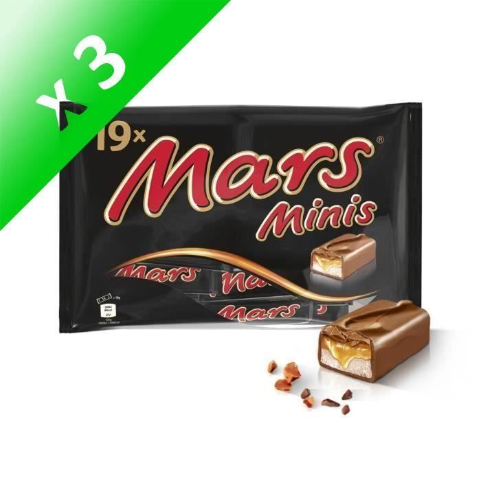 MARS Mini barres de chocolat au lait fourré de confiserie et caramel - 366 g (Lot de 3)