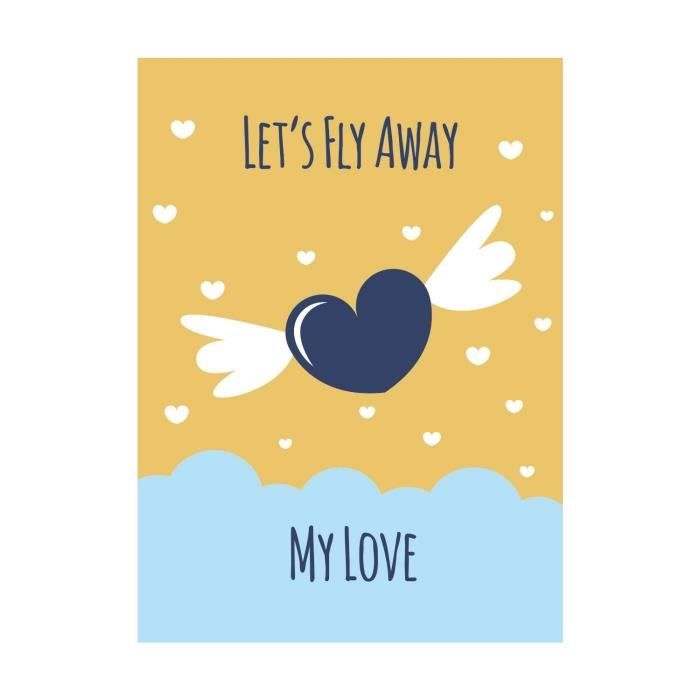 Stickers adhésif mural Lets Fly Away My Love Poster - Multicolore - 30x41cm