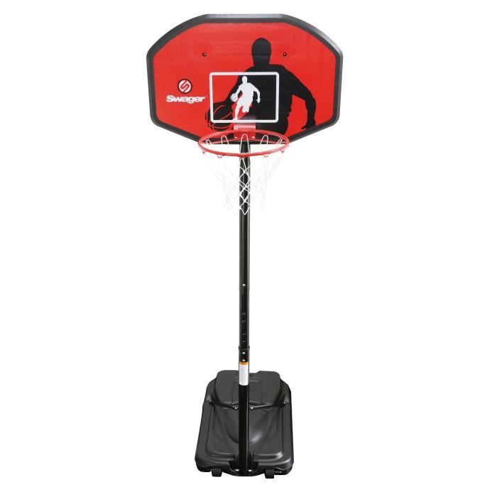 SWAGER Panier de Basket Ball Réglable jusqu'a 3.05m The Classic Noir