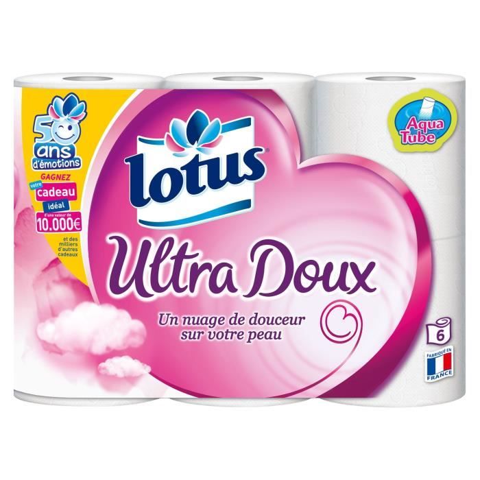 LOTUS Papier Hygiénique Ultra Doux 6 Rouleaux