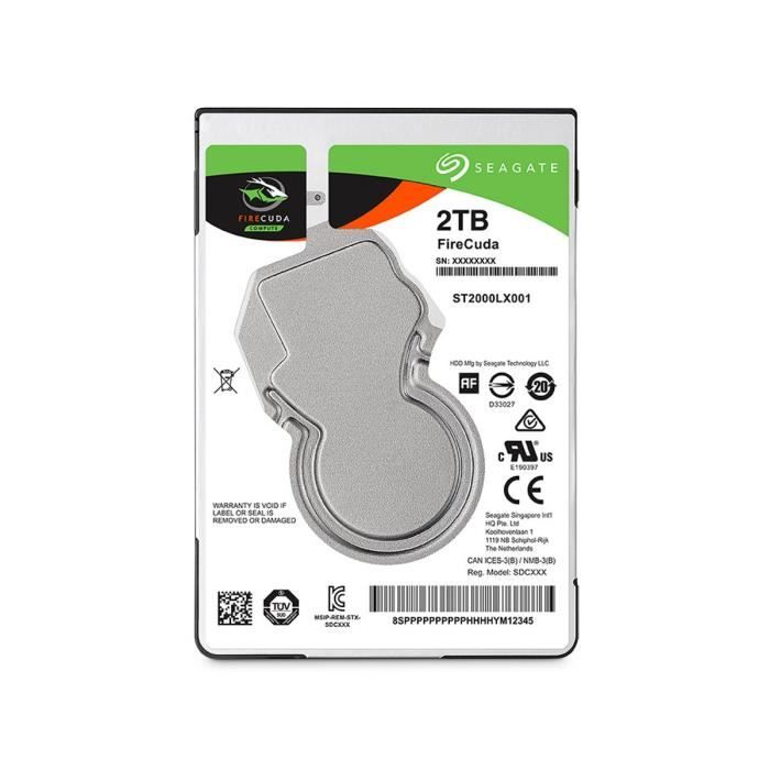 Disque dur interne Seagate FireCuda SSHD - 2To - Format 2,5\