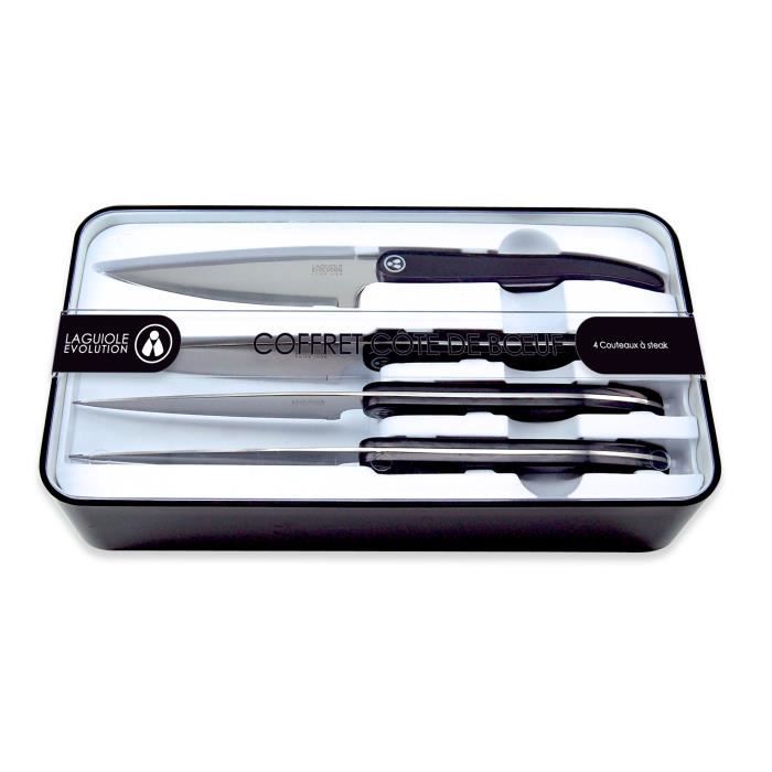 LAGUIOLE Set 4 Couteaux Côte de BŒuf NOIR
