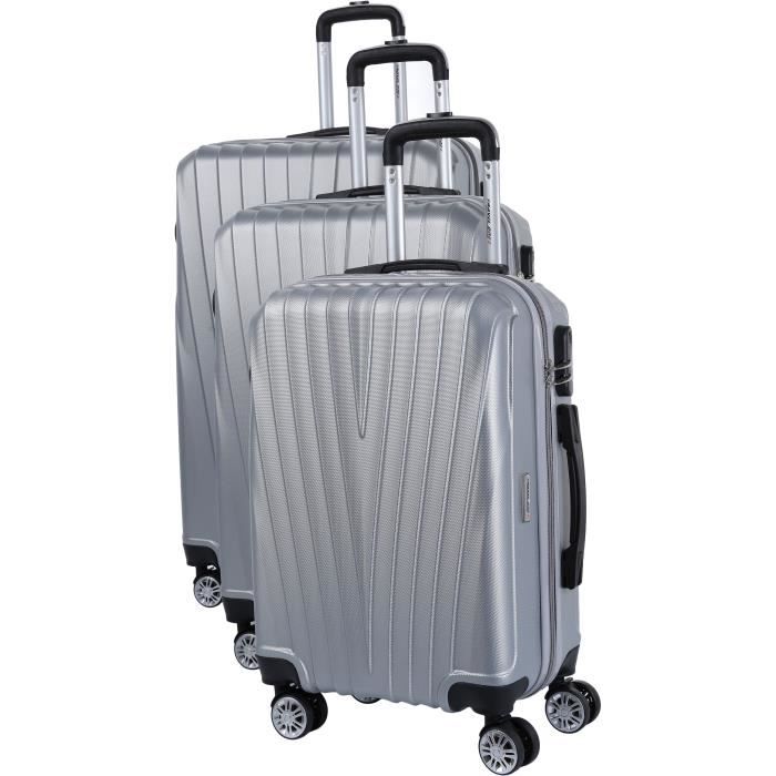 ELSON Set de 3 Valises 8 roues S/M/L Argent
