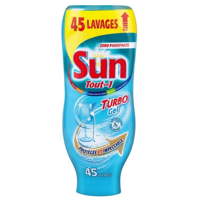 SUN Gel Vaisselles Turbo - Tout en 1 - 45 Lavages - 900 ml