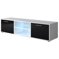MEUBLE TV KORA Meuble TV contemporain noir brillant - L 150 MEUBLE TV KORA Meuble TV contemporain noir brillant - L 150