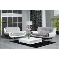 CANAPÉ - SOFA - DIVAN CANAPE DESIGN 3 + 2 PLACES REVETEMENT PU ET TISSU CANAPÉ - SOFA - DIVAN CANAPE DESIGN 3 + 2 PLACES REVETEMENT PU ET TISSU