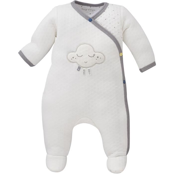 Pyjama bébé Mixte SUCRE D'ORGE - Blanc et gris Nuage