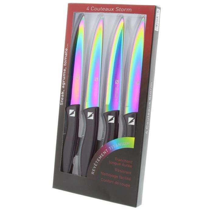 ALBERT DE THIERS Coffret de 4 couteaux à steak noir STORM