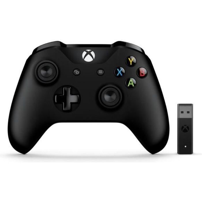 Manette Xbox One + Adaptateur Sans Fil pour Windows 10 - Noire