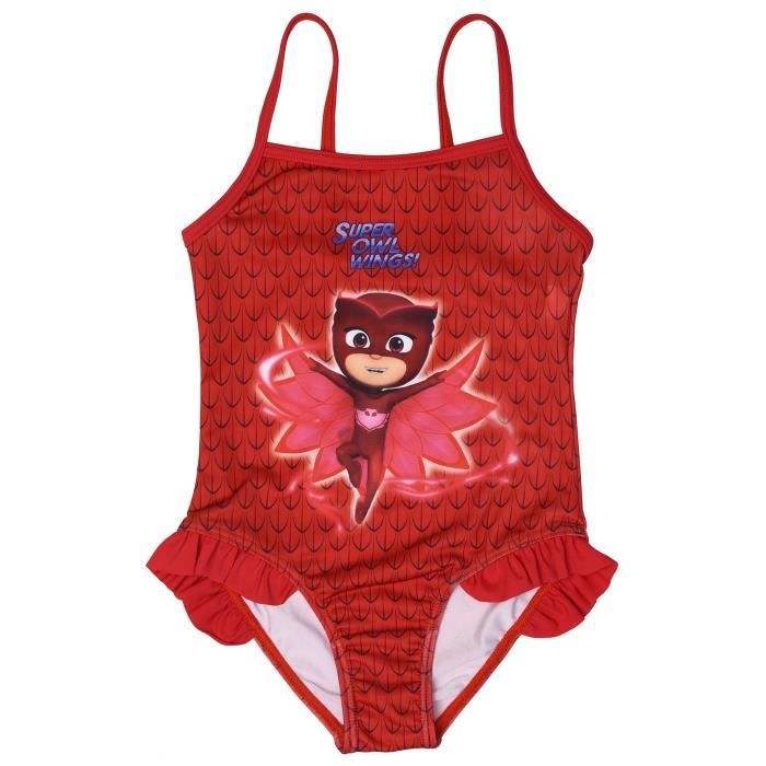 PYJAMASQUES Maillot de Bain 1 Pièce Rose Sérigraphié - Enfant Fille