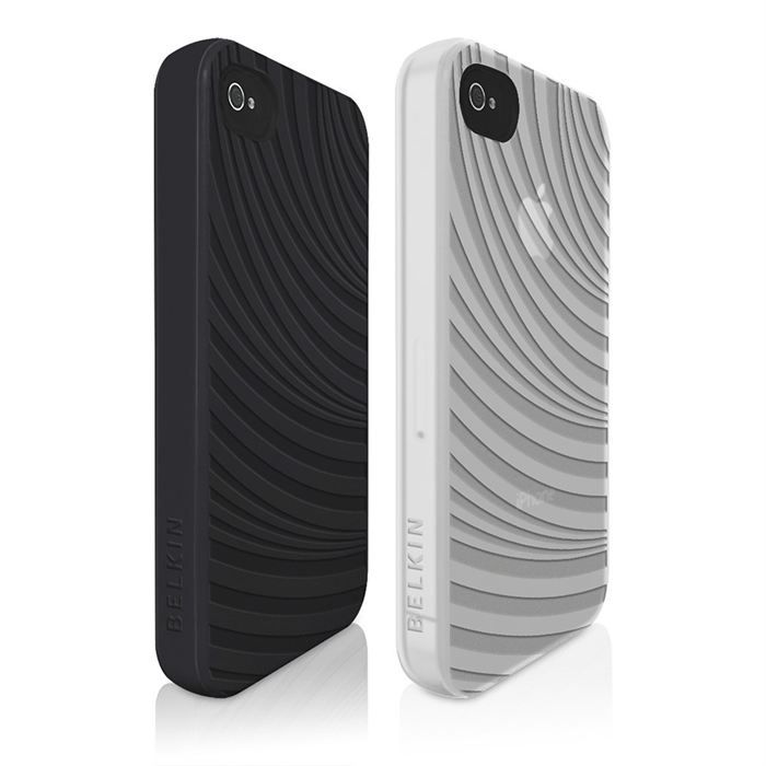 BELKIN Grip groove - Lot de 2 étuis de protection en Silicone - pour Iphone 4/4S - Noir / Blanc