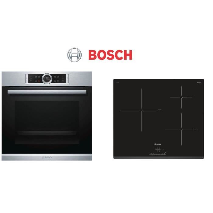 PACK cuisson BOSCH - HBG675BS1F Four + PIJ631BB1E Table de cuisson induction